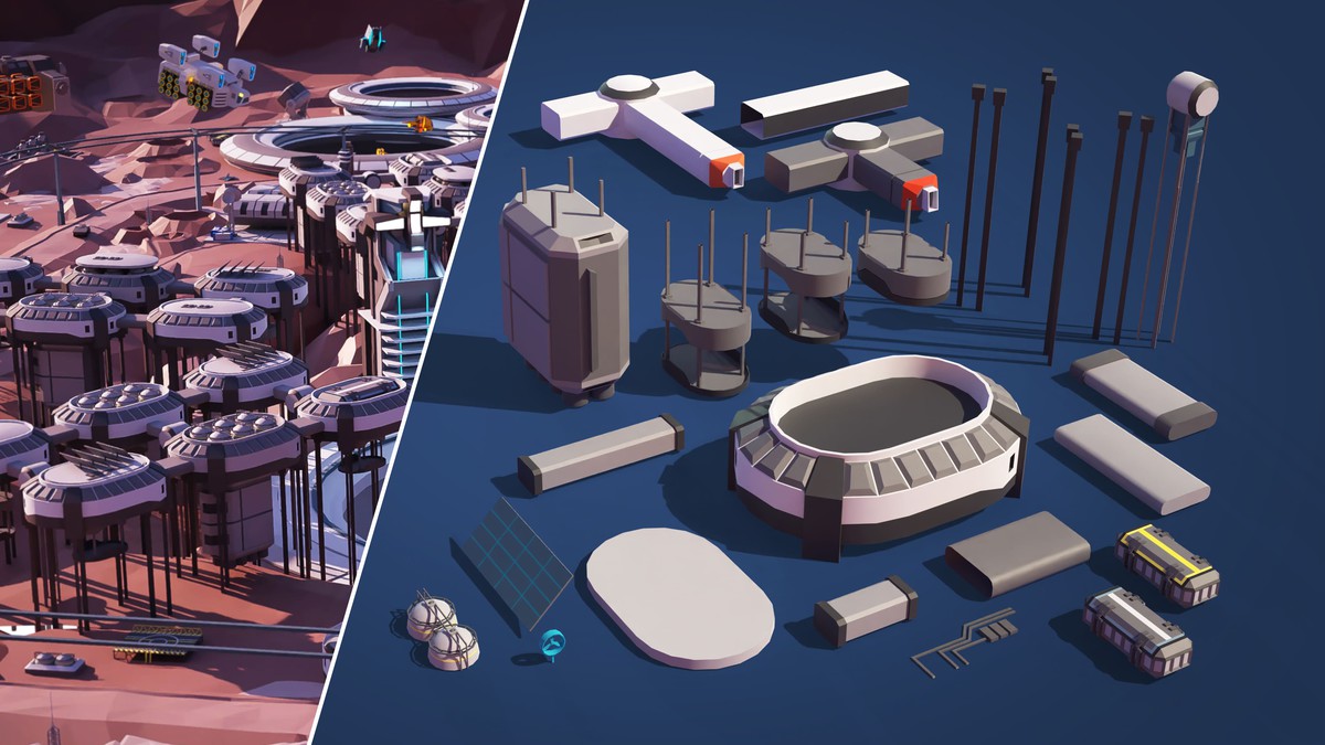Mars Spaceport - Low Poly 3D Models Pack