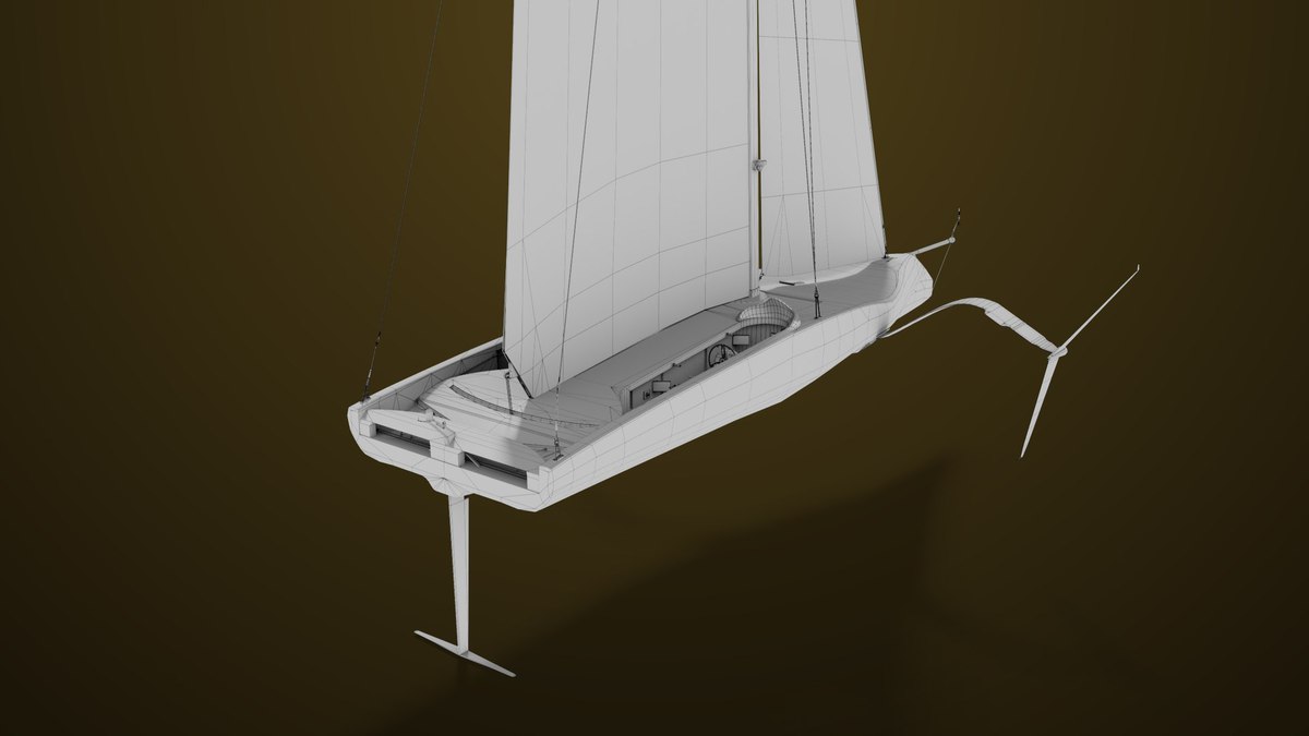 Yacht Hydrofoil Sailing Boat Blue URP HDRP Textures