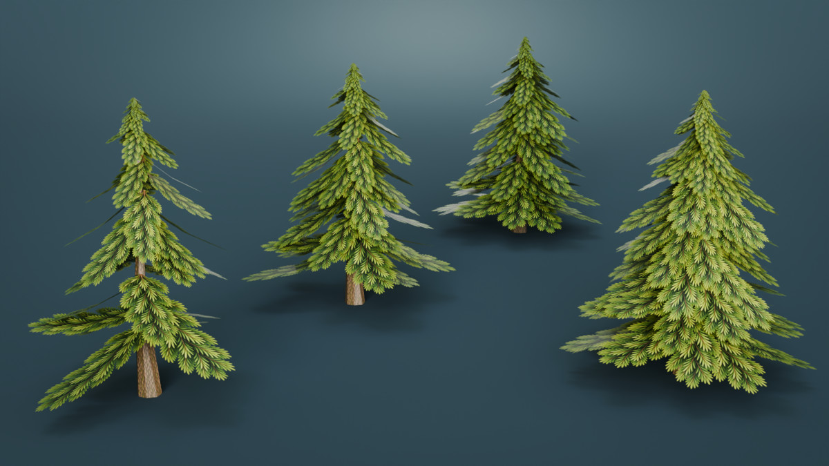Low Poly Stylized Evergreen Trees Pack - Mini World Studio
