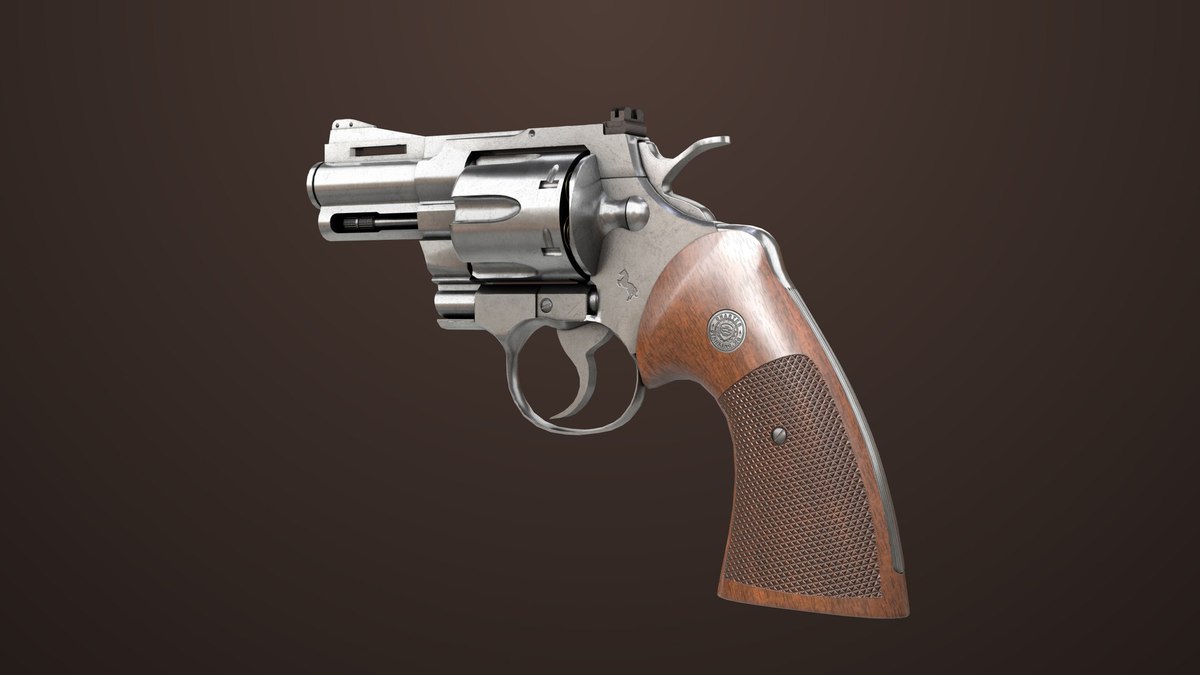Revolver 05 Small Silver with Bullet URP HDRP Textures