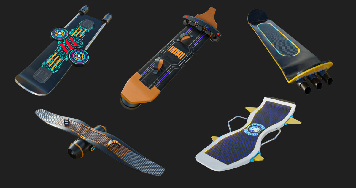 10 Sci Fi Hoverboards URP HDRP Textures