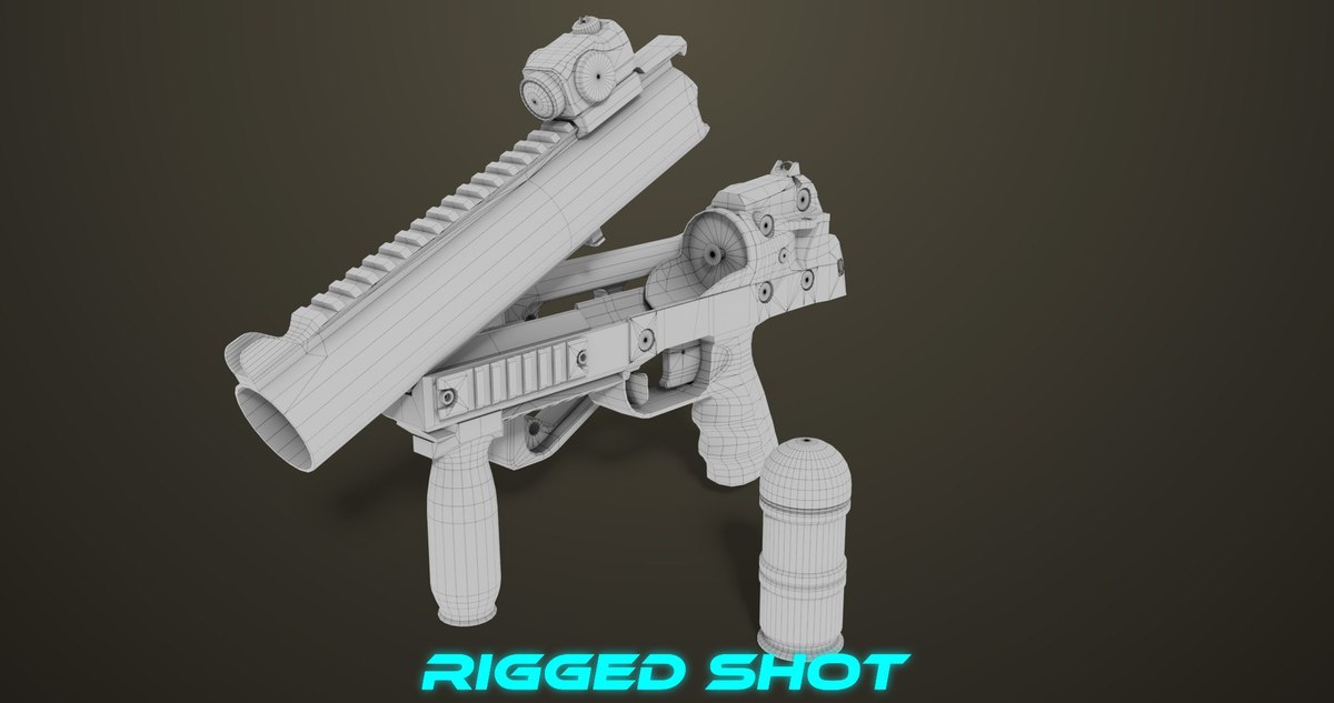6 Grenade Launcher Black URP HDRP Textures