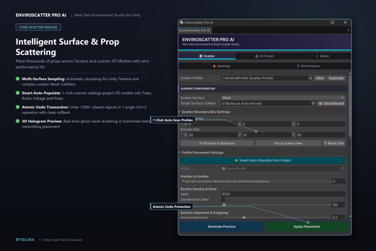 EnviroScatter Pro AI — Next-Gen Environment Generation & Smart Scatter Studio
