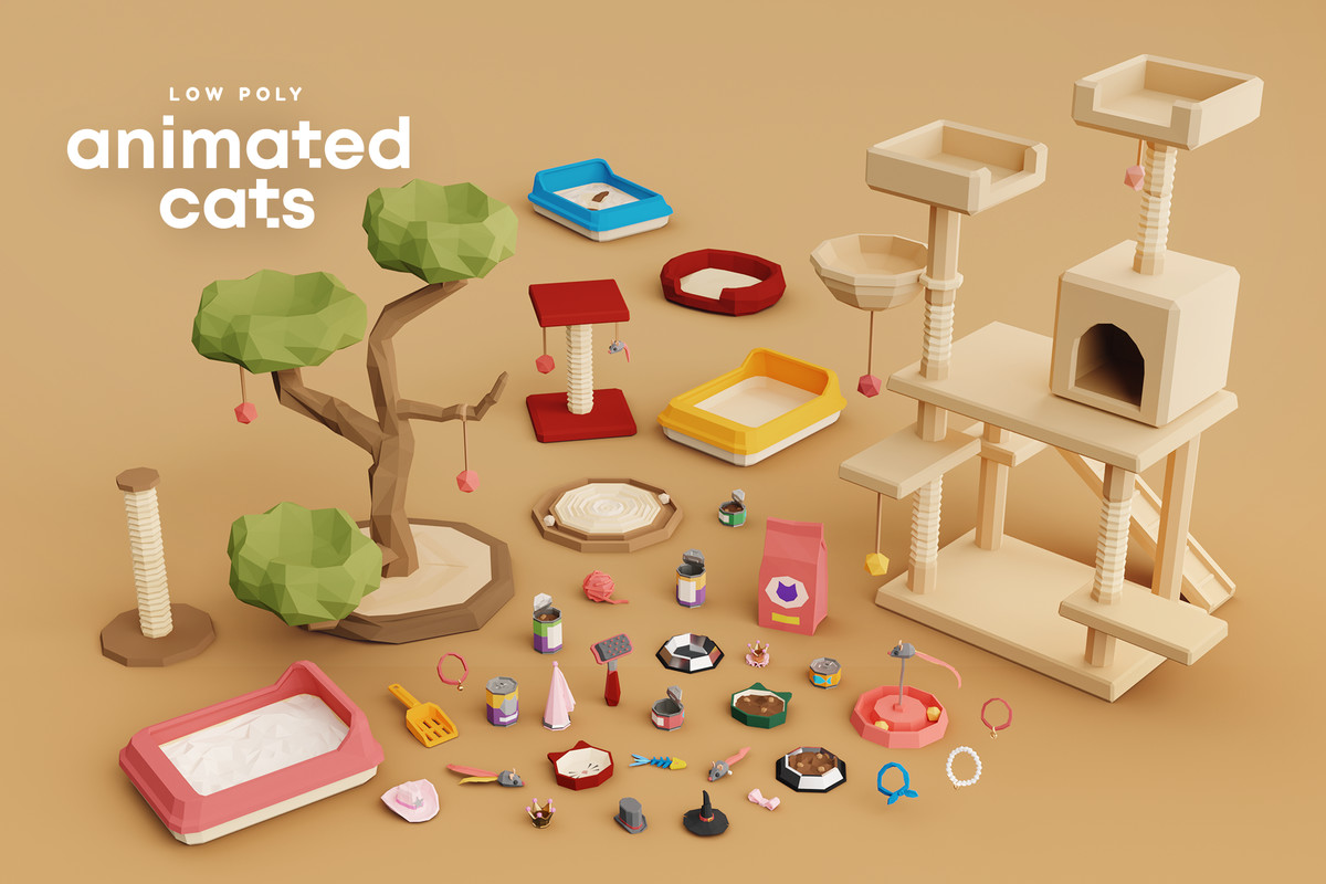 Low Poly Animated Cats