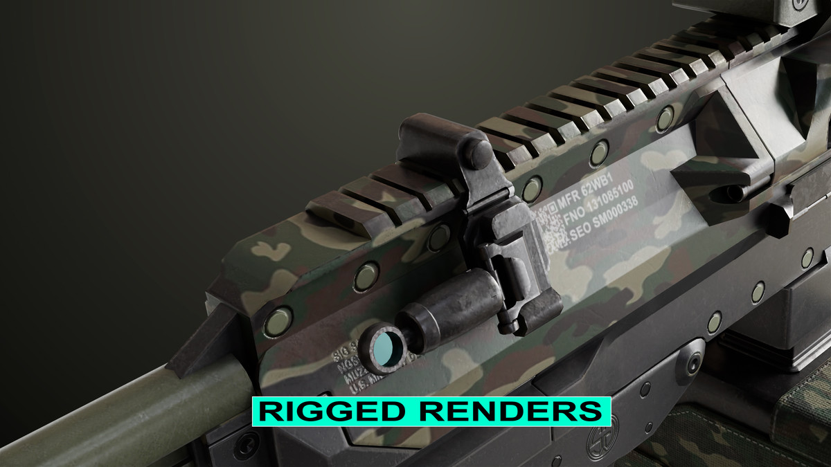 Machine Gun 14 Military Green URP HDRP Textures