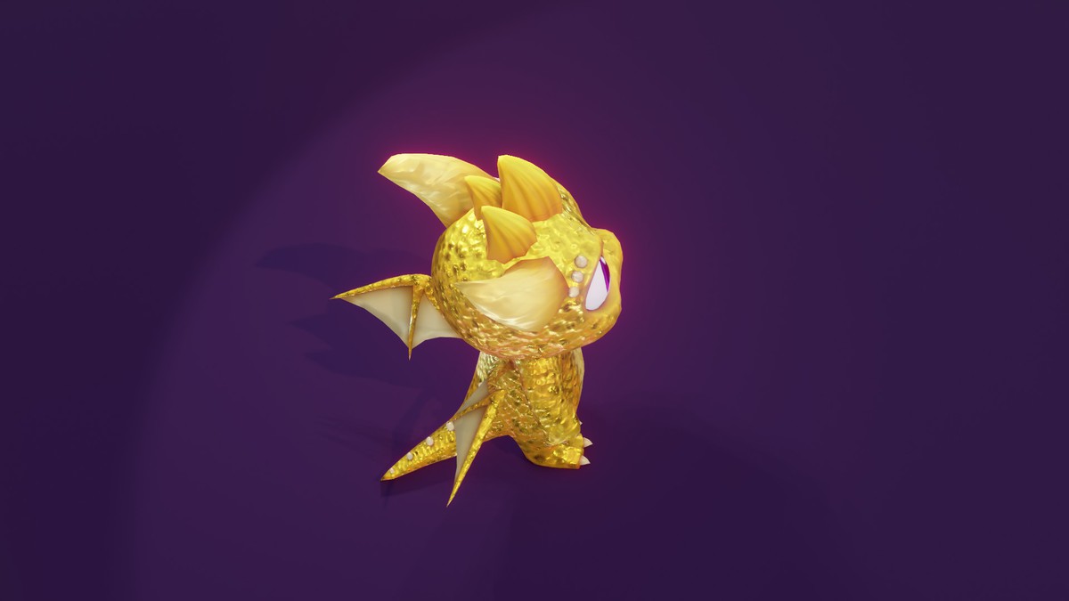 Cartoon Gold Dragon 3D Model (Low-Poly, Game-Ready, Animated, Built-In)