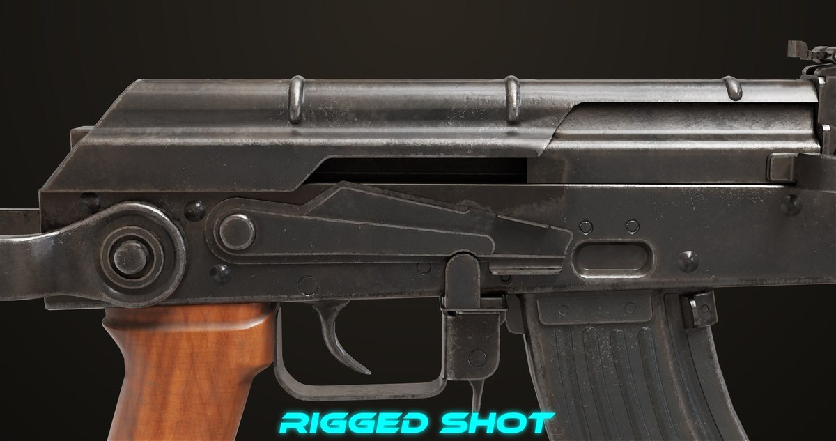 AKMS Light Machine Gun 10 Wood URP HDRP Texture