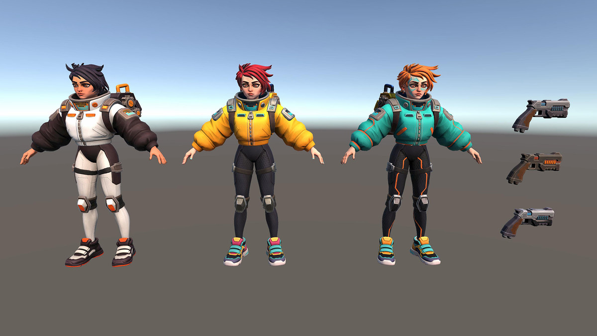 Volt Runner – Stylized Sci-Fi Female Character (3 Skins, Game Ready)