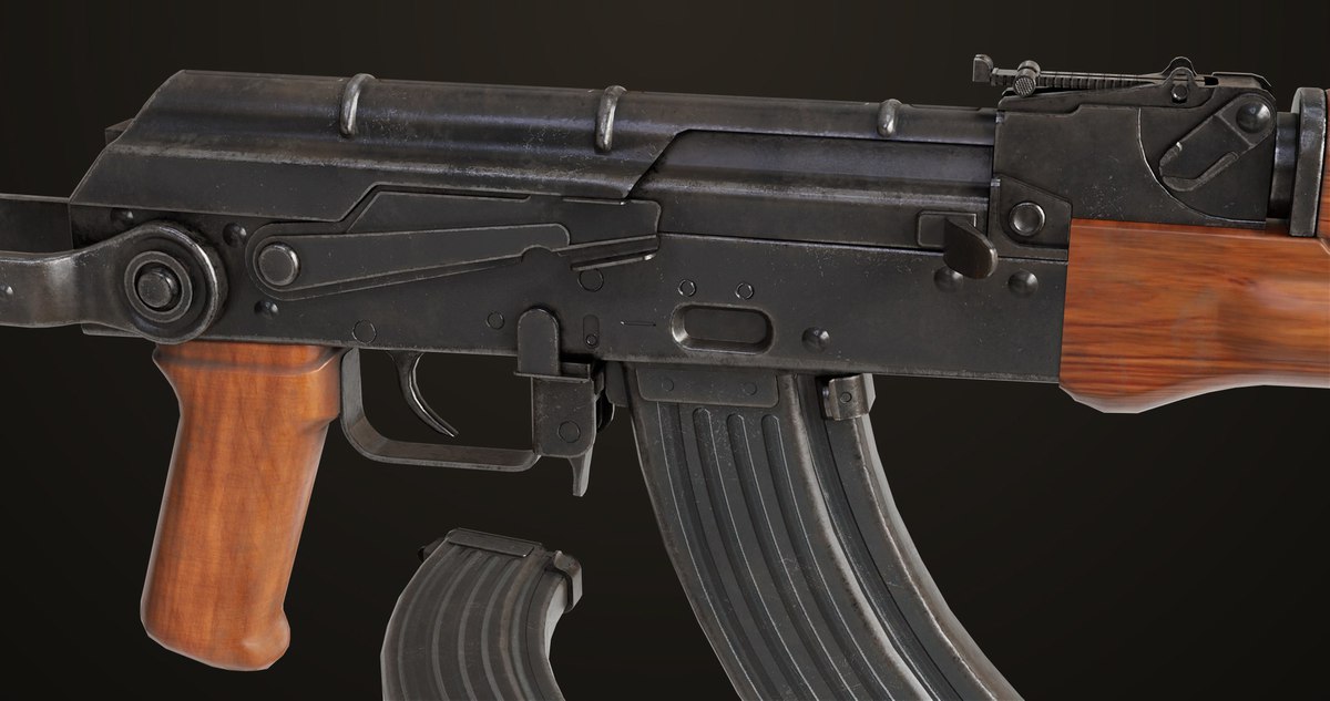 AKMS Light Machine Gun 10 Wood URP HDRP Texture