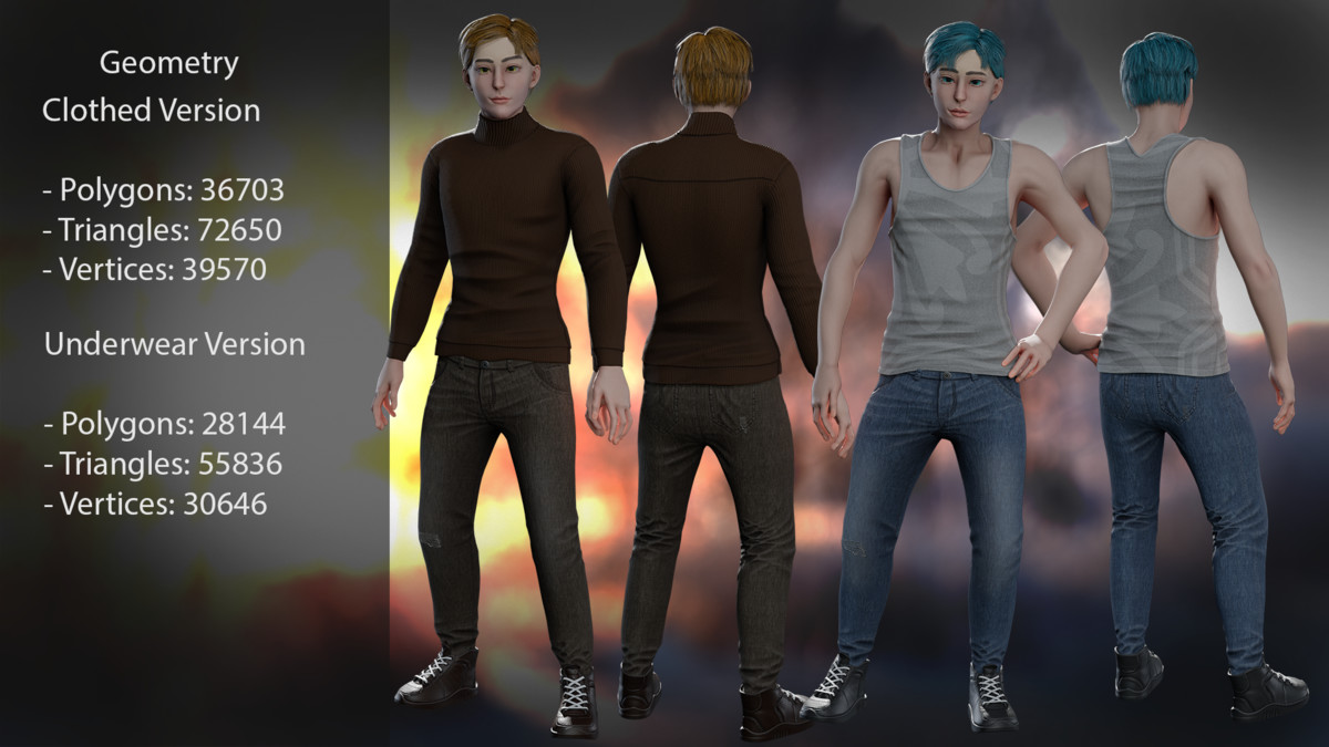 Winter Student Man – Modular Game Character