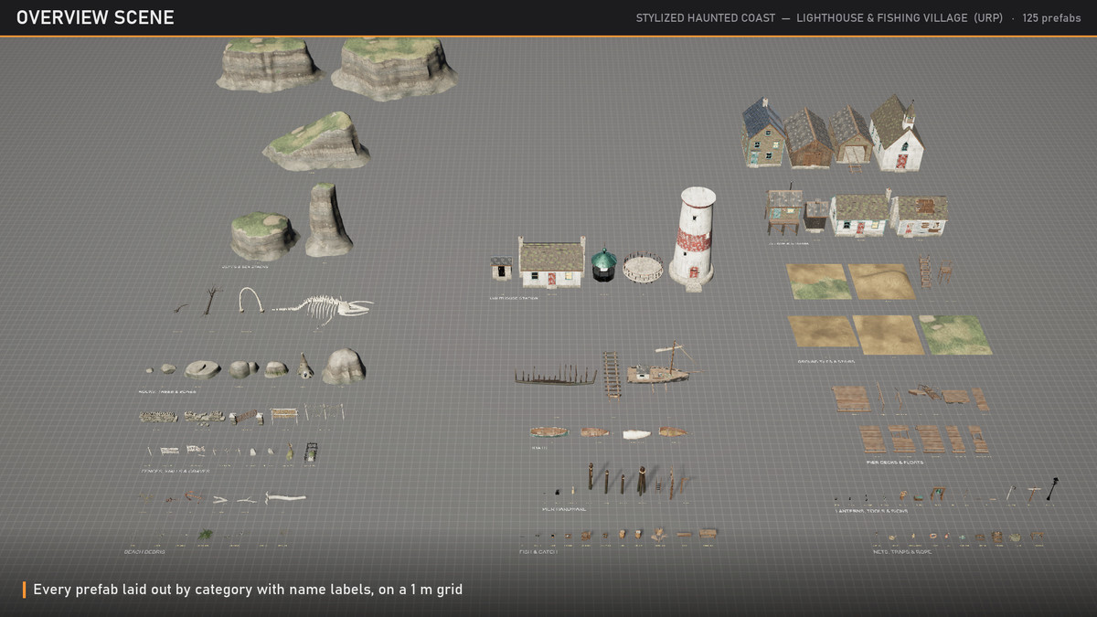Stylized Haunted Coast - Lighthouse & Fishing Village (URP)
