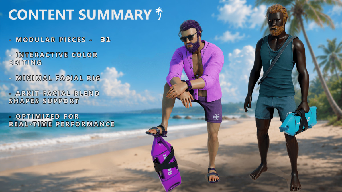 Coastal Lifeguard Man – Summer Beach Character