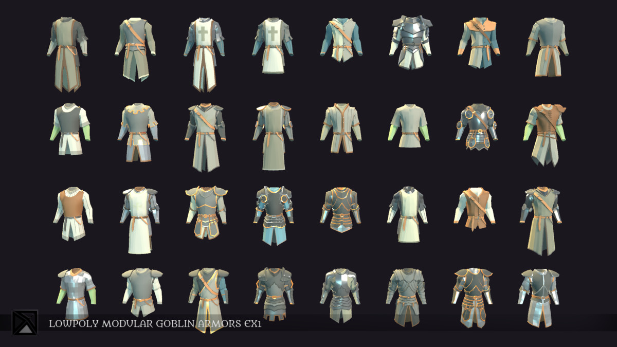 Low Poly Goblins Modular Armors Bundle - LOWPOLY MEDIEVAL FANTASY SERIES