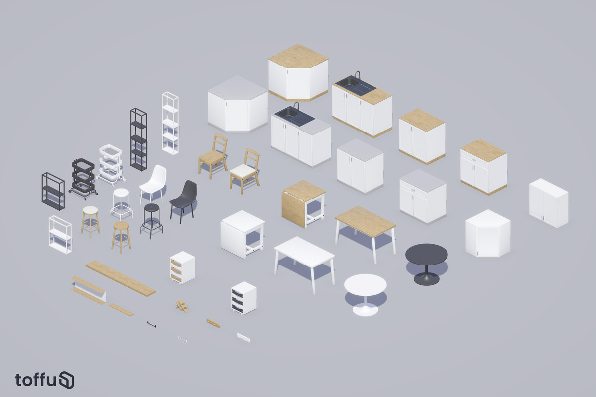 3D Mid Poly Kitchen Props