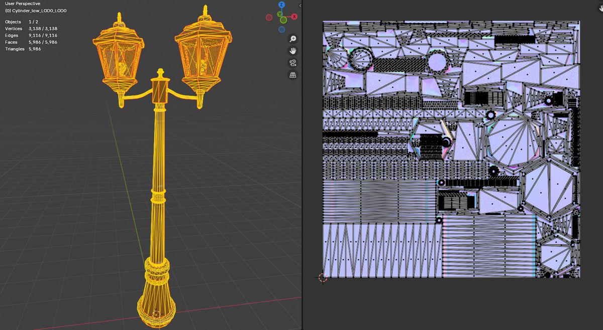 Ornate Double Street Lamp - 4 Texture Variants Pack