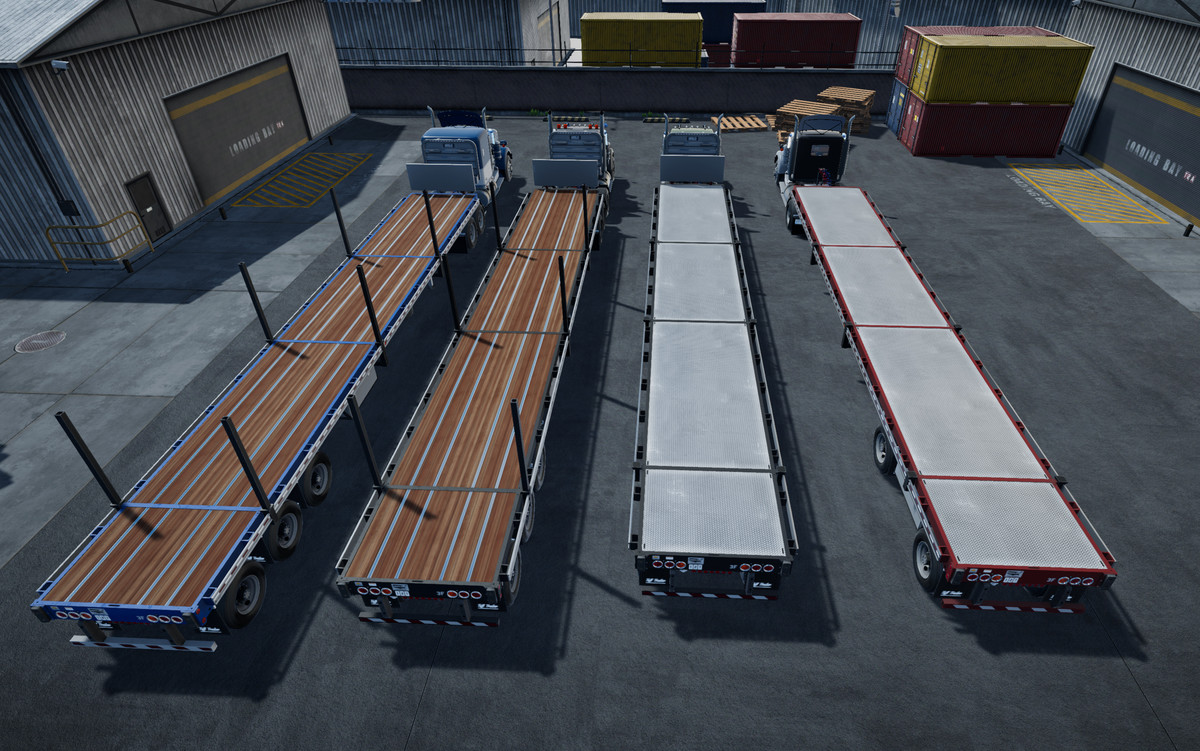Semi truck flatbed trailer