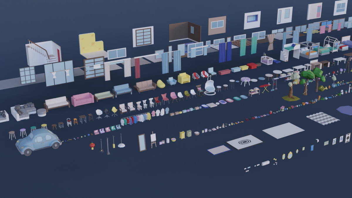 Low Poly Apartments Interiors Pack