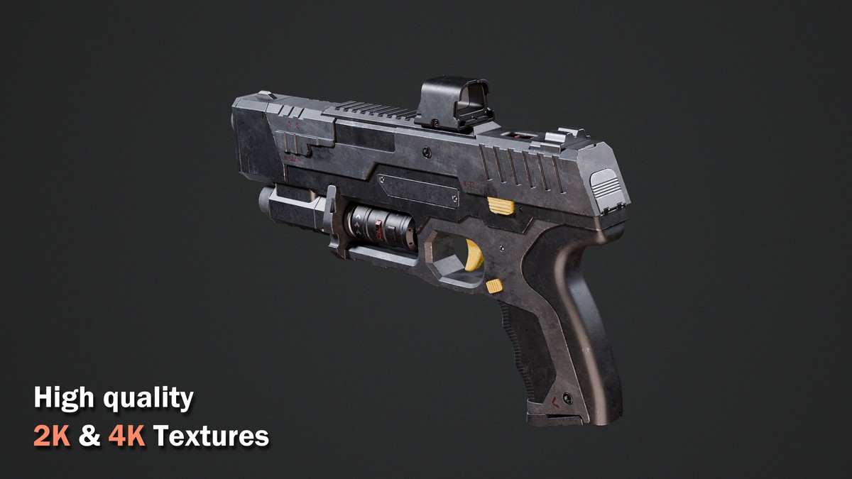 Sci-fi Weapon - Game Ready Pistol