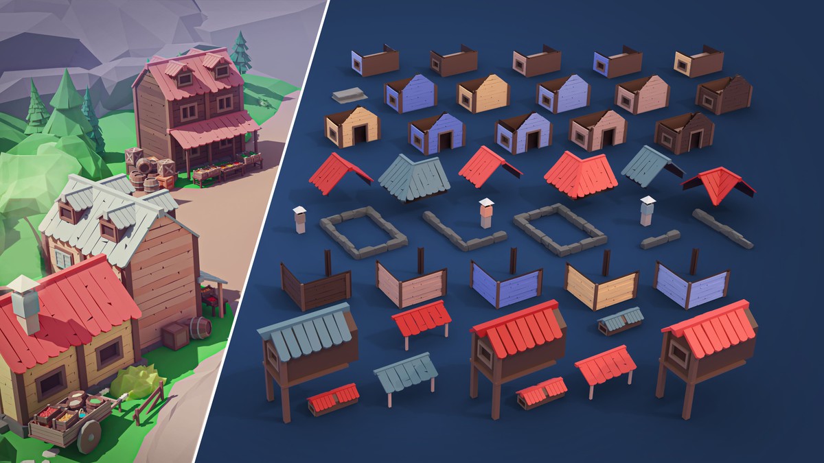 Village - Low Poly 3D Models Pack