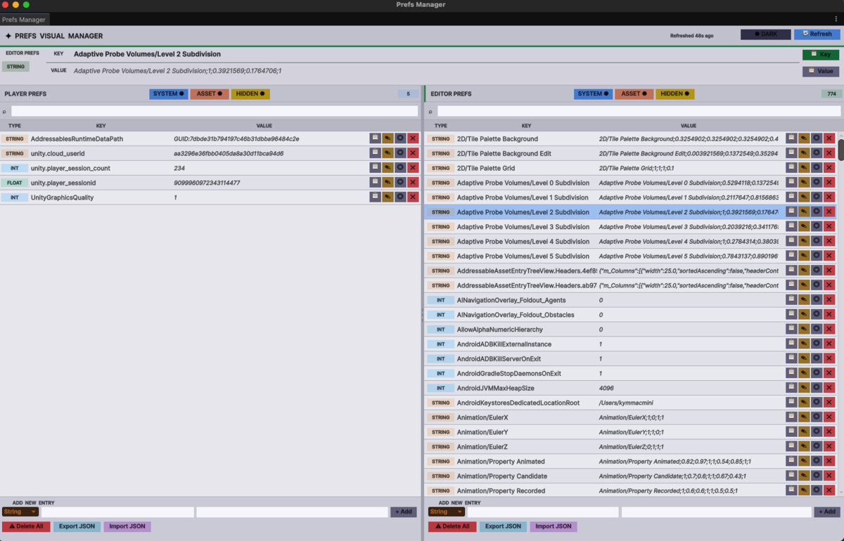 Prefs Visual Manager - PlayerPrefs, EditorPlayerPrefs