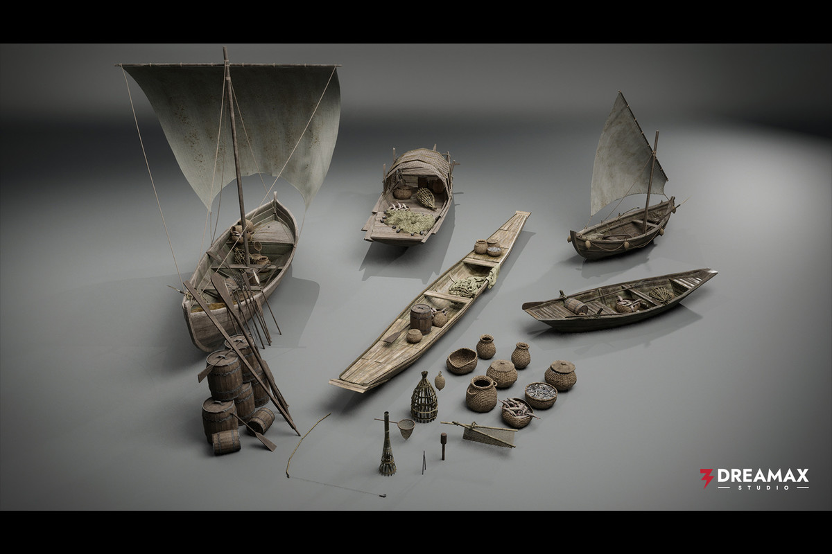 Medieval Fishing Boats Pack Vol. 2 – Fishing Tools & Traps