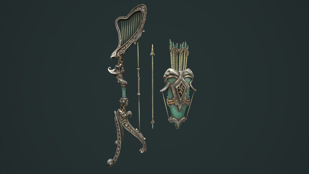 Harp bow quiver arrow