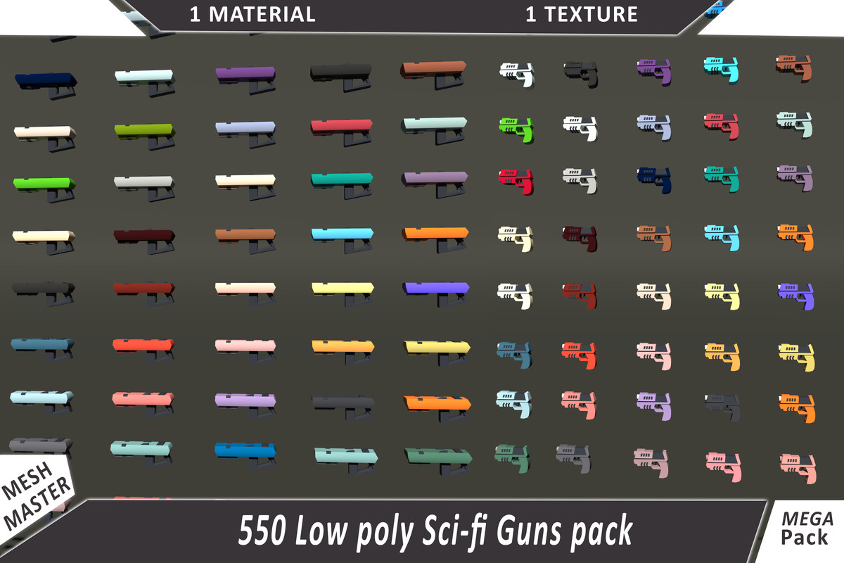 550 Low Poly Sci-Fi Guns – Ultimate Weapon Pack