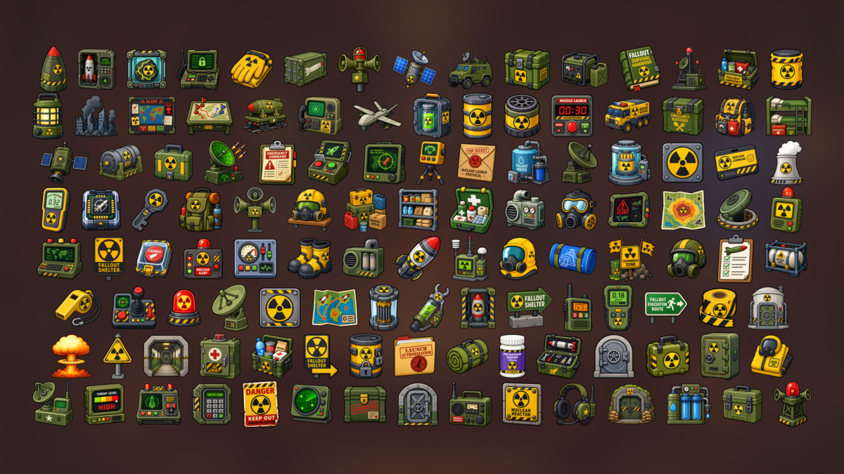Nuclear Radiation Bunker Emergency Hazard Icons Pack