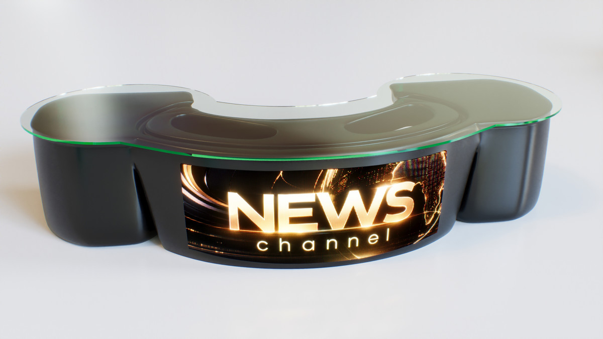 News Studio 3D Props Set - Broadcast Desks, Studio Lights, Furniture for VR