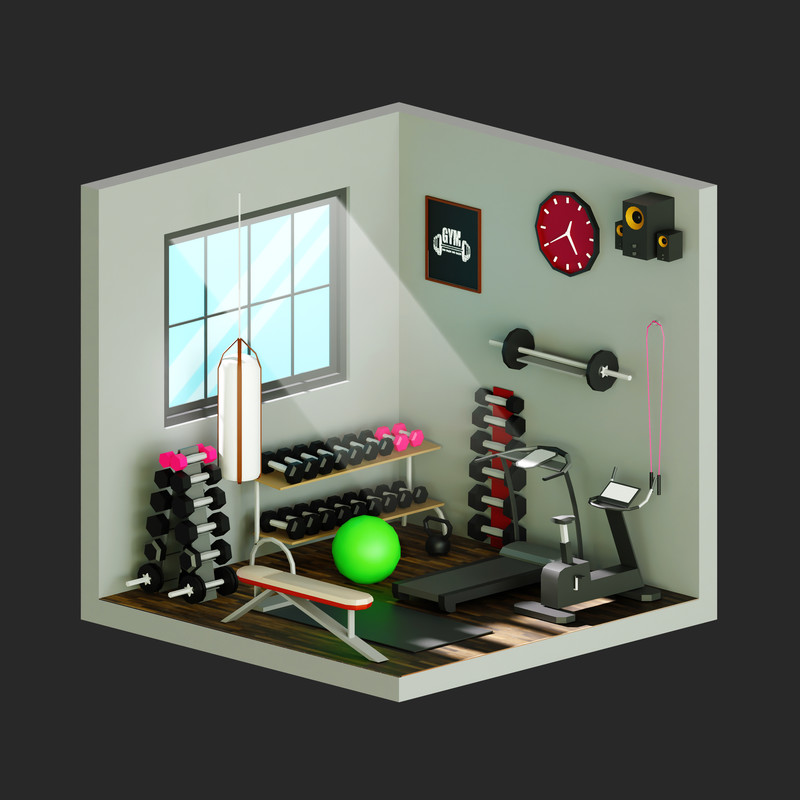 Interior 1 Low-poly 3D models Pack