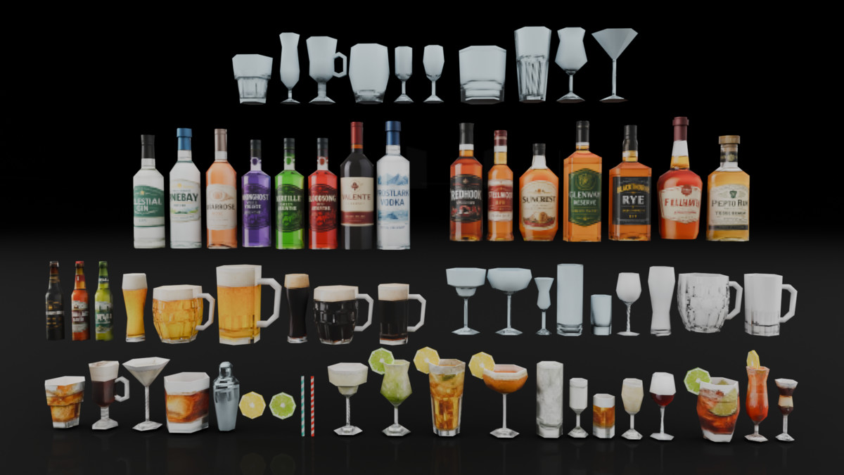 PSX Bar Drinks & Cocktails Pack – 64 Props