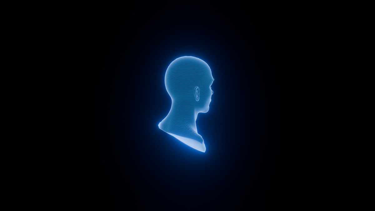 Anime Human Hologram Heads 3D Model Rigged with Facial Expressions