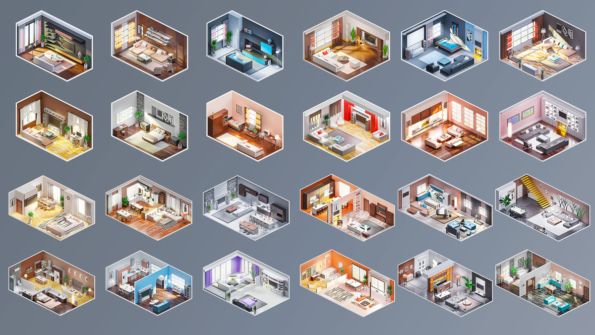 Interior 7 - Low Poly 3D Models Pack