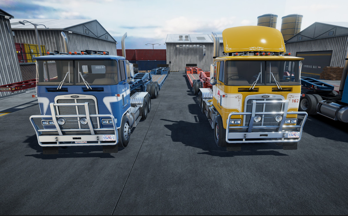80s Cabover Truck with lowboy trailer