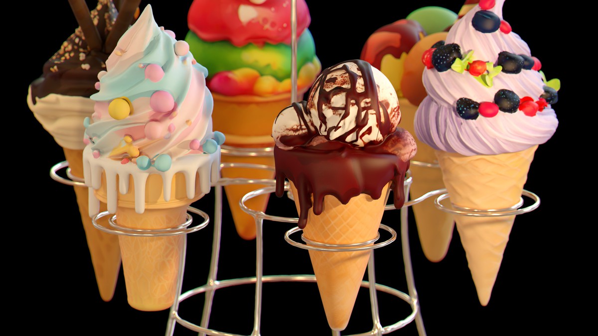 Delicious Ice Cream Collection – Colorful Dessert 3D Models