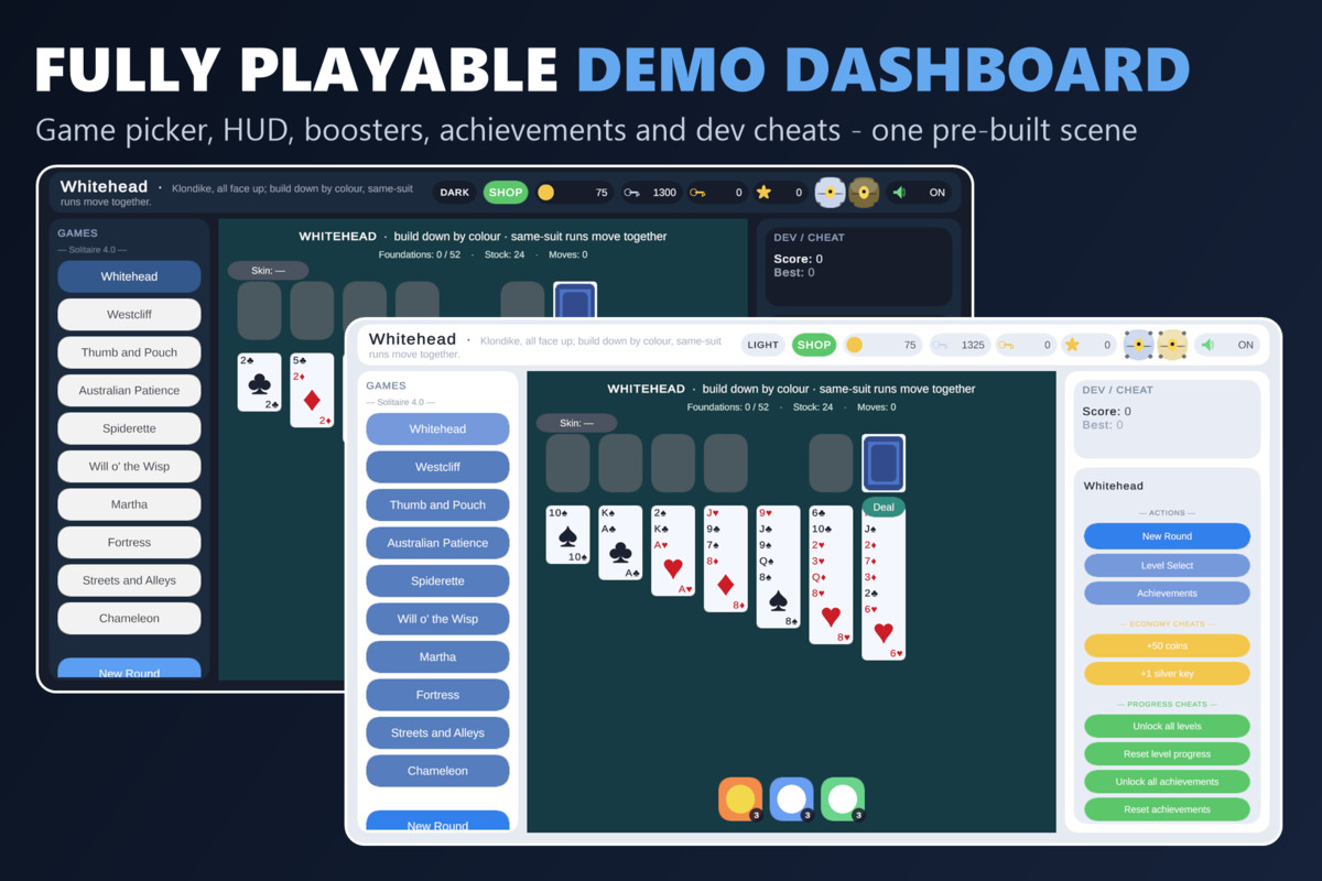 Mini Game Templates Solitaire 4.0 - 10 Solitaire Starters for Unity