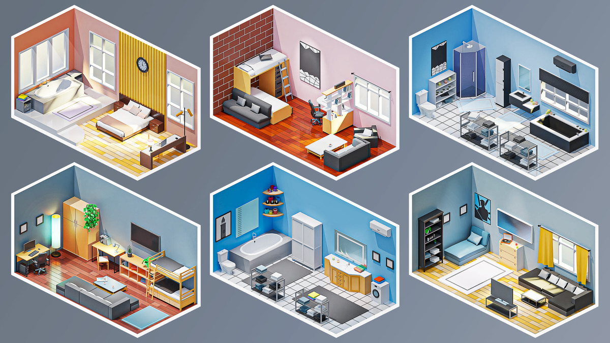 Interior 6 - Low Poly 3D Models Pack