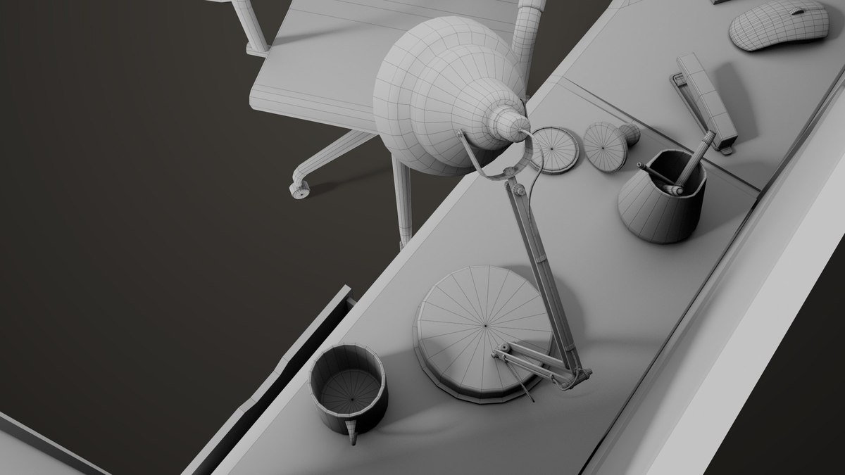 Office Desk Props Single Mat URP HDRP Textures