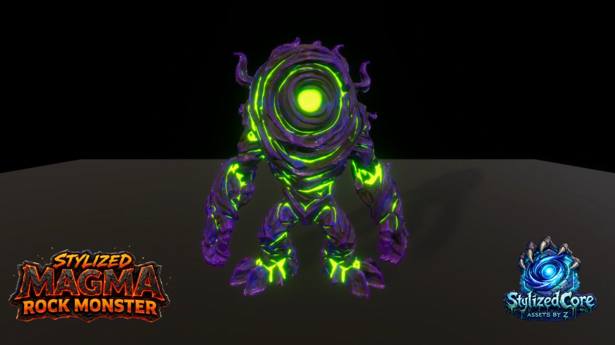 Stylized Magma Rock Monster Pack 1 – Core Variant (Animated, LOD, Skins)