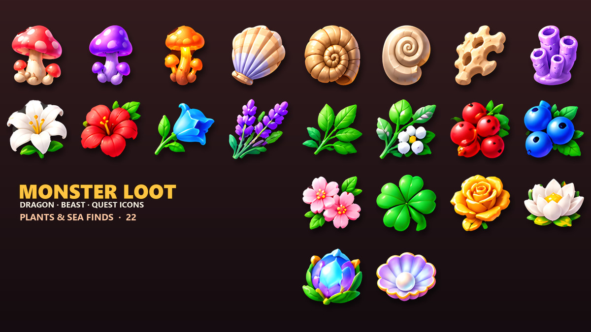 Monster & Dragon Loot Icons - 313 RPG Drops