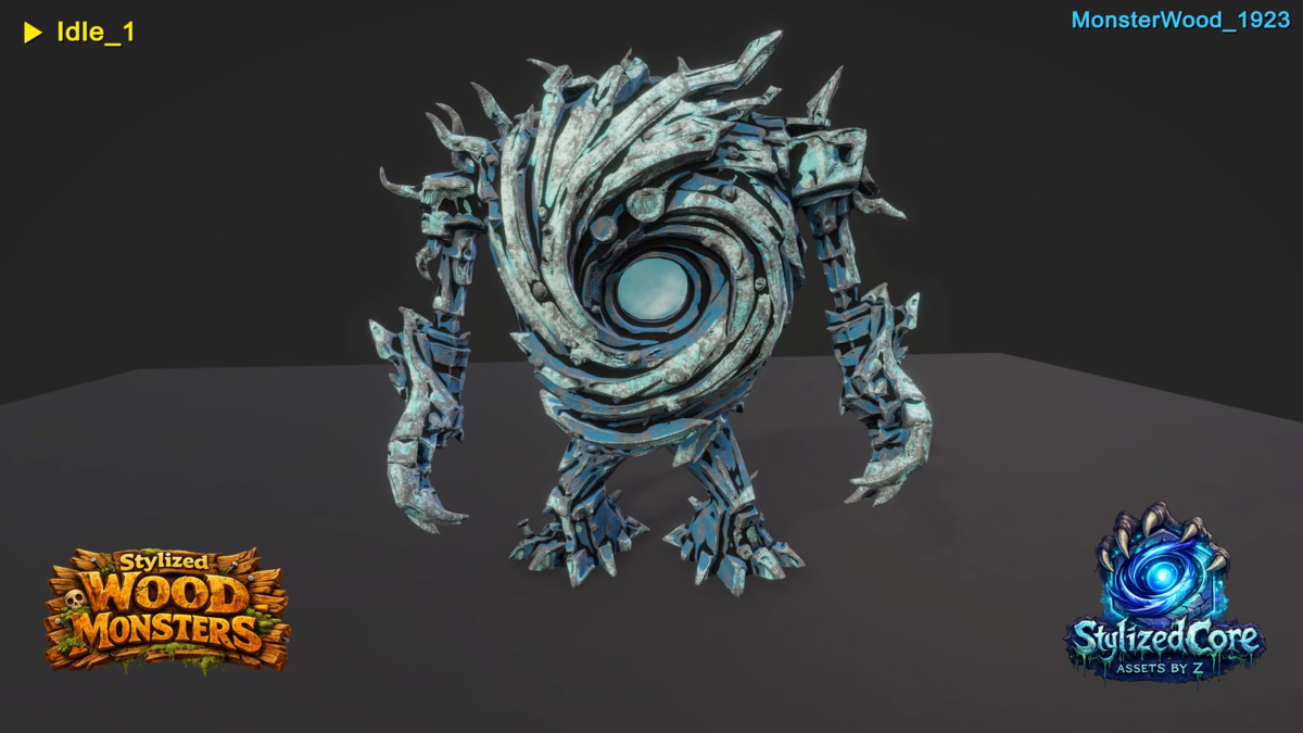 Monster Wood Pack – 4 Stylized Animated Creatures (LOD + Skins)