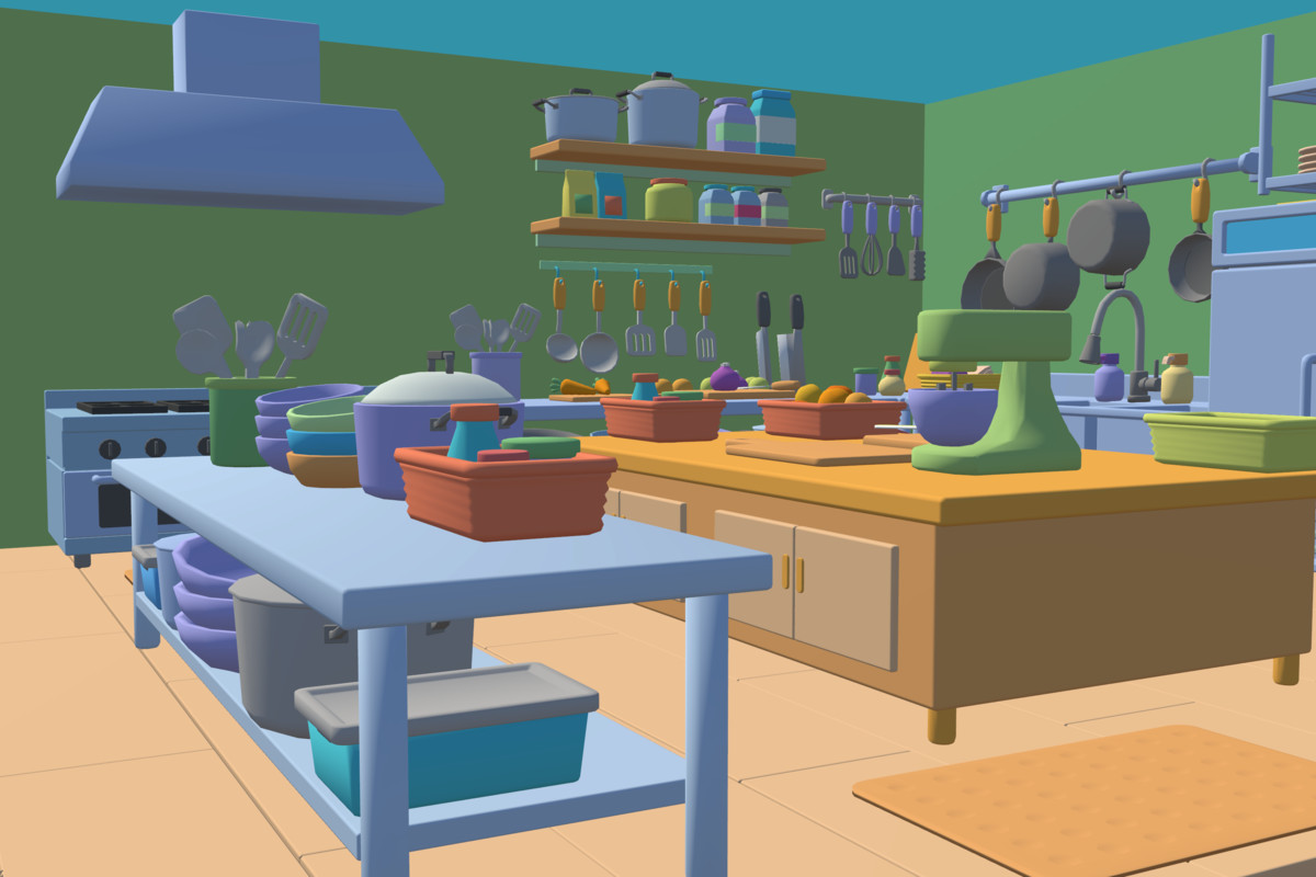 Cute Low Poly Kitchen Pack - Colorful Interior Props