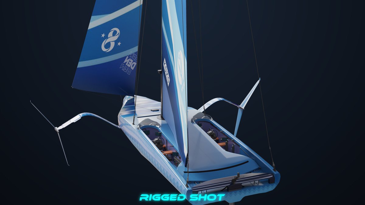 Yacht Hydrofoil Sailing Boat Blue URP HDRP Textures