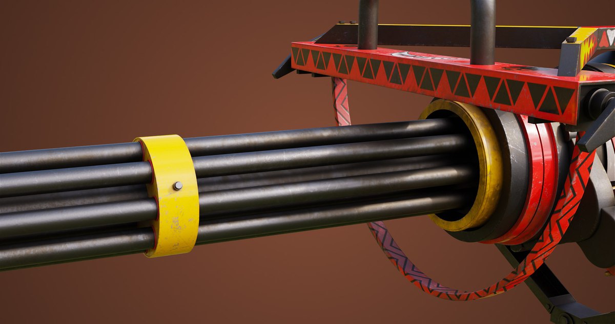 Minigun Machine Gun RED URP HDRP