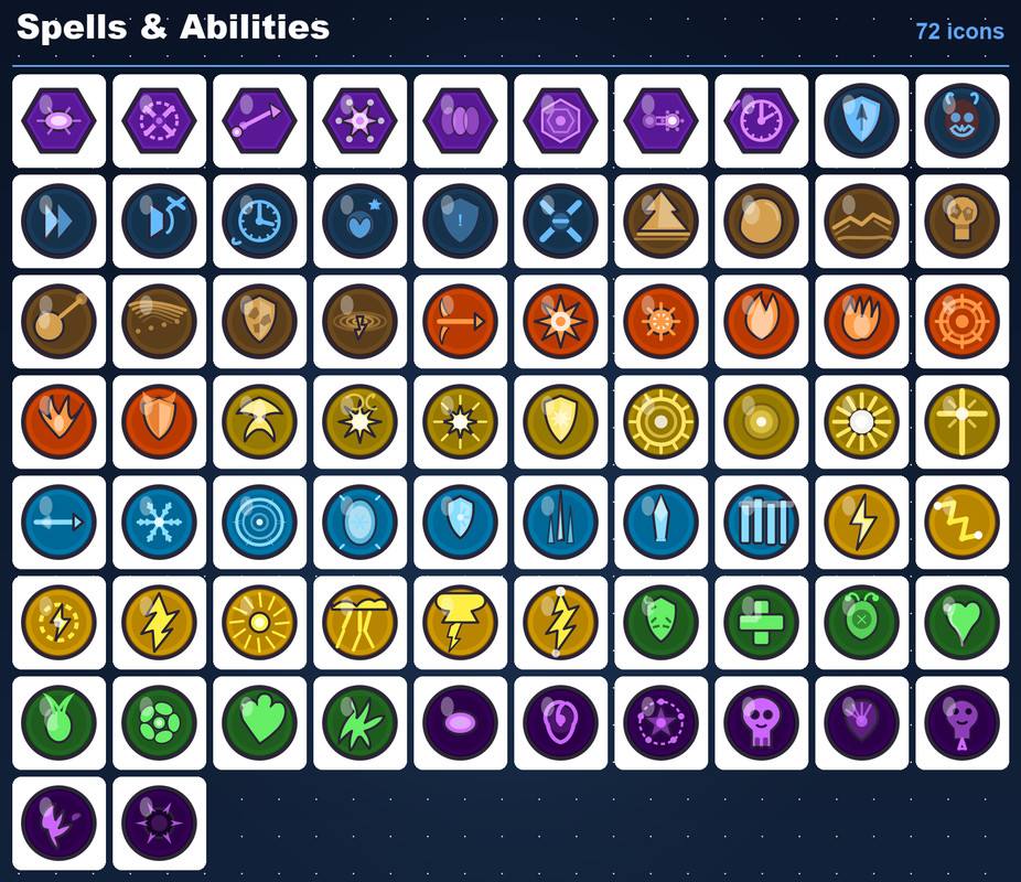 Mega Game Icon Bundle - 340 RPG, Sci-Fi, Match-3, Spell & Achievement Icons