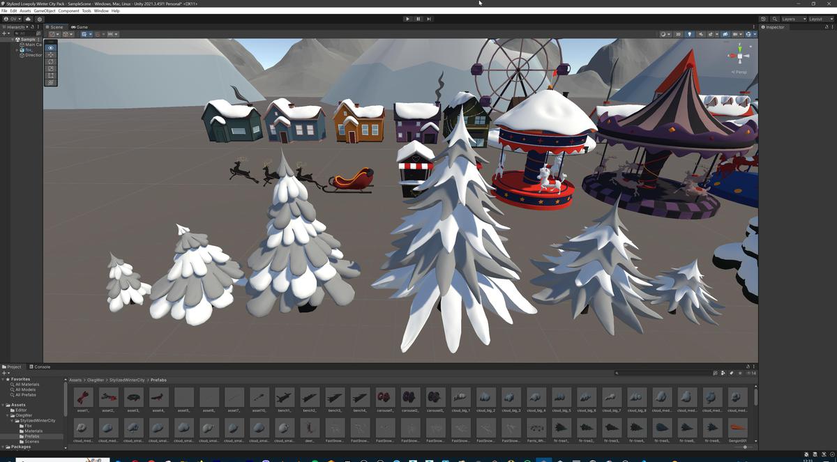 Stylized Lowpoly Winter City Asset Pack