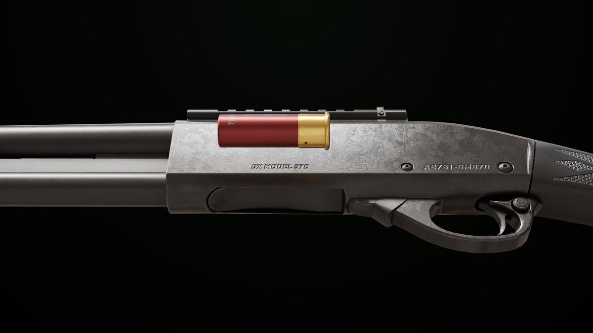 Long Shotgun 01 Wood and Black Single Mat URP HDRP Textures