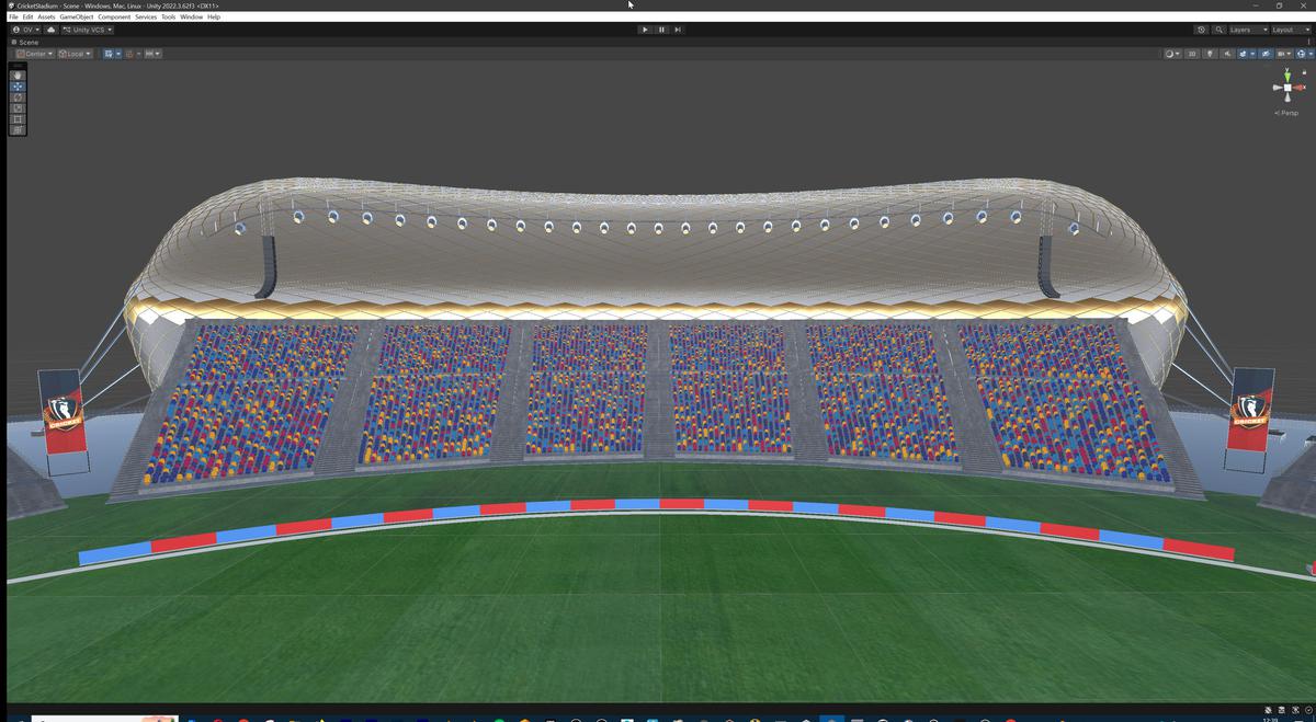 Modular Cricket Arena Stadium 3D Environment with Props
