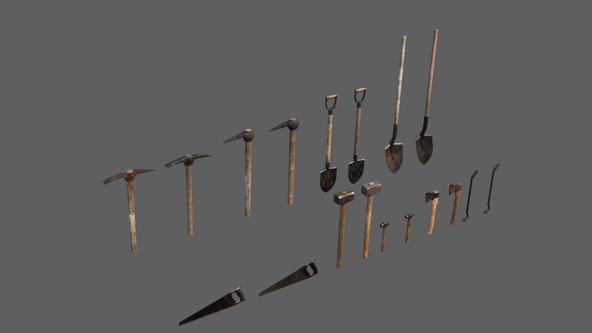 Old Tools Pack set – Game-Ready PBR Models