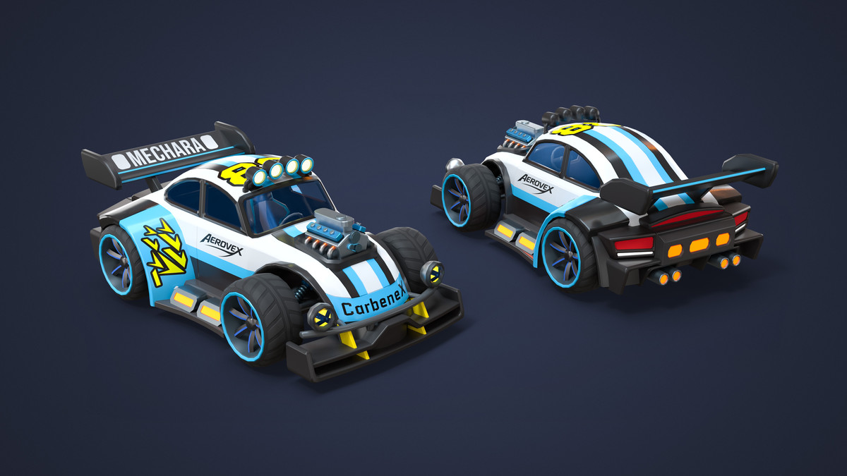 Modular Cyber Racing Cars - Low Poly 3D Models